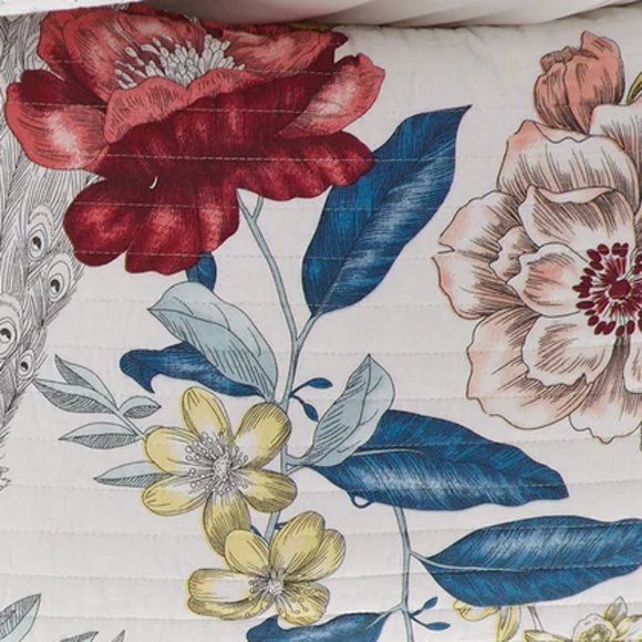Levtex Home Montecito Floral/Peacock 3-Piece Reversible Full/Queen Quilt Set - Picture 6 of 11